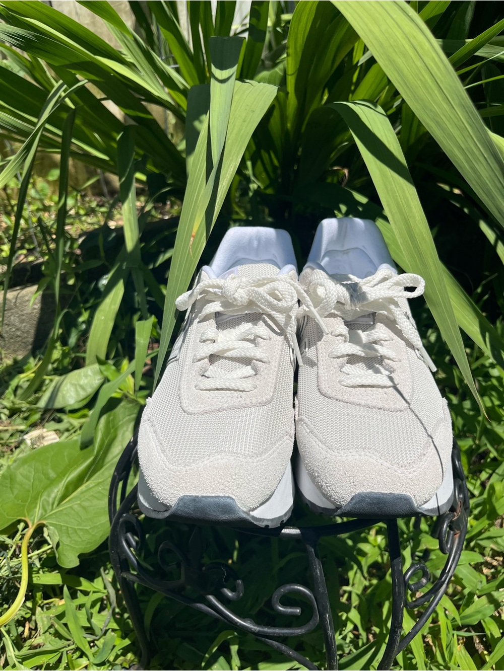 New Balance White Canvas & Suede Platform Sneakers - Picture 3 of 8